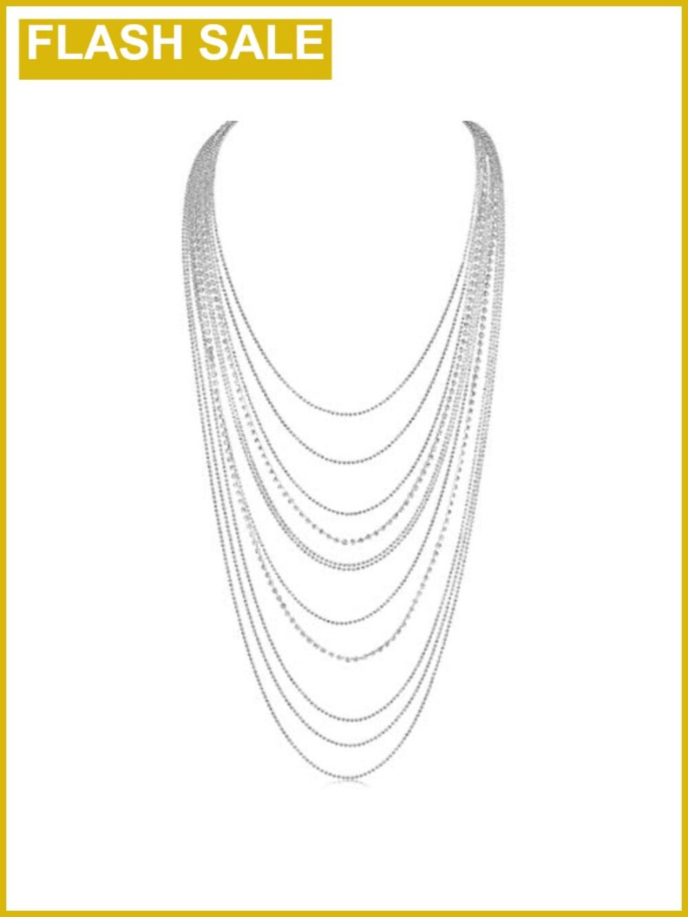 Simulated Diamond Layered Statement Necklace Cubic Zirconia 925 Sterling Silver